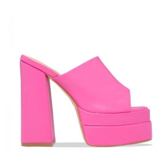 !! NEW !! Platform Block Heel Mules in Black - Picture 9 of 9